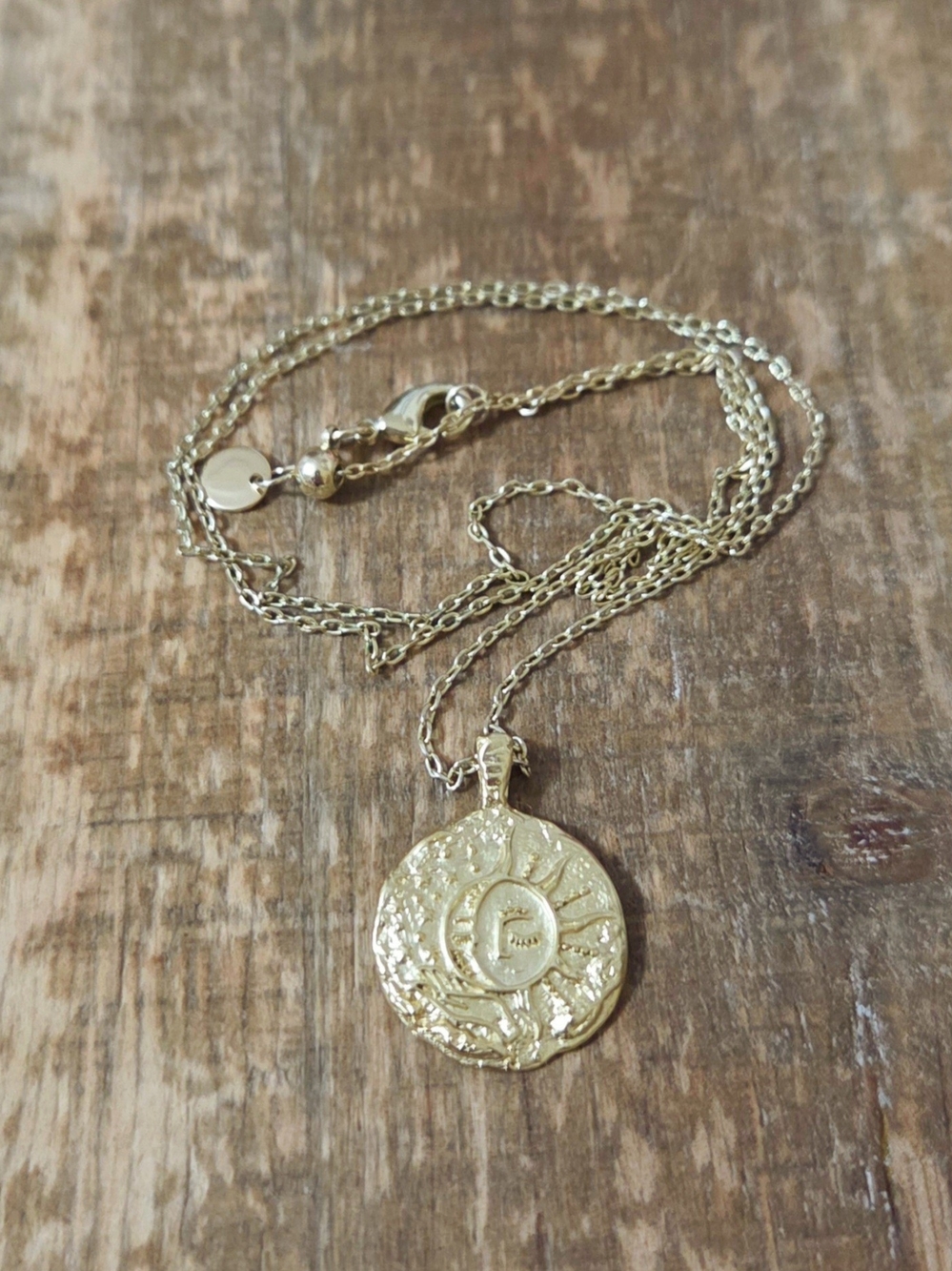 Textured Gold Sun Medallion Necklace for Women